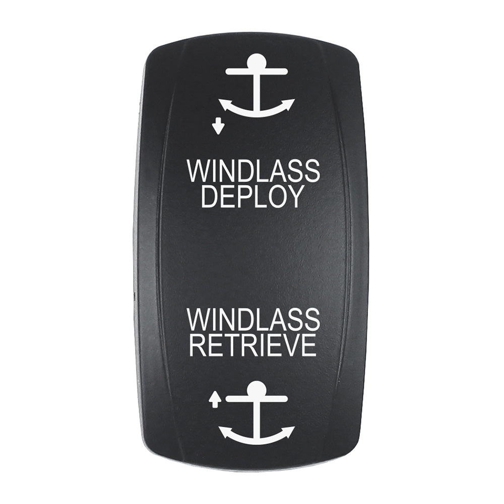Pacer Actuator WINDLASS DPLYRTRV fV Series Contura Switches Black Laser Etched TopBottom Light EV2LEWND