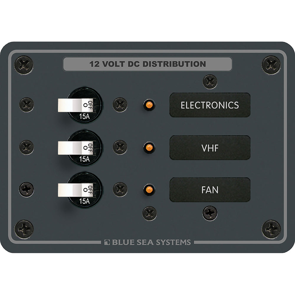 Blue Sea 8025 DC 3 Position Breaker Panel White Switches 8025
