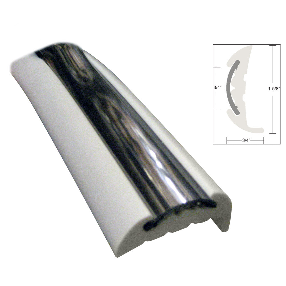 TACO SemiRigid Rub Rail Kit White wFlex Chrome Insert 70 V119811WCM702