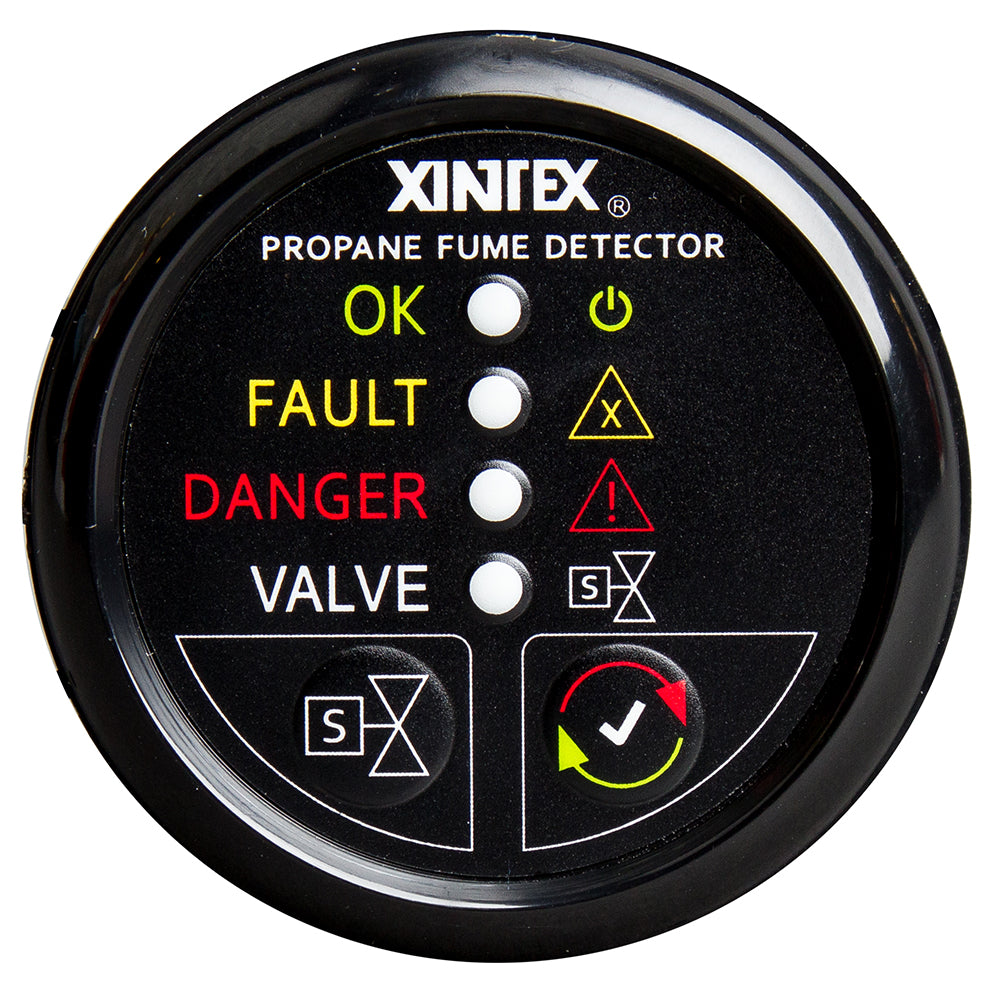 FireboyXintex Propane Fume Detector wAutomatic ShutOff Plastic Sensor No Solenoid Valve Black Bezel Display P1BNVR