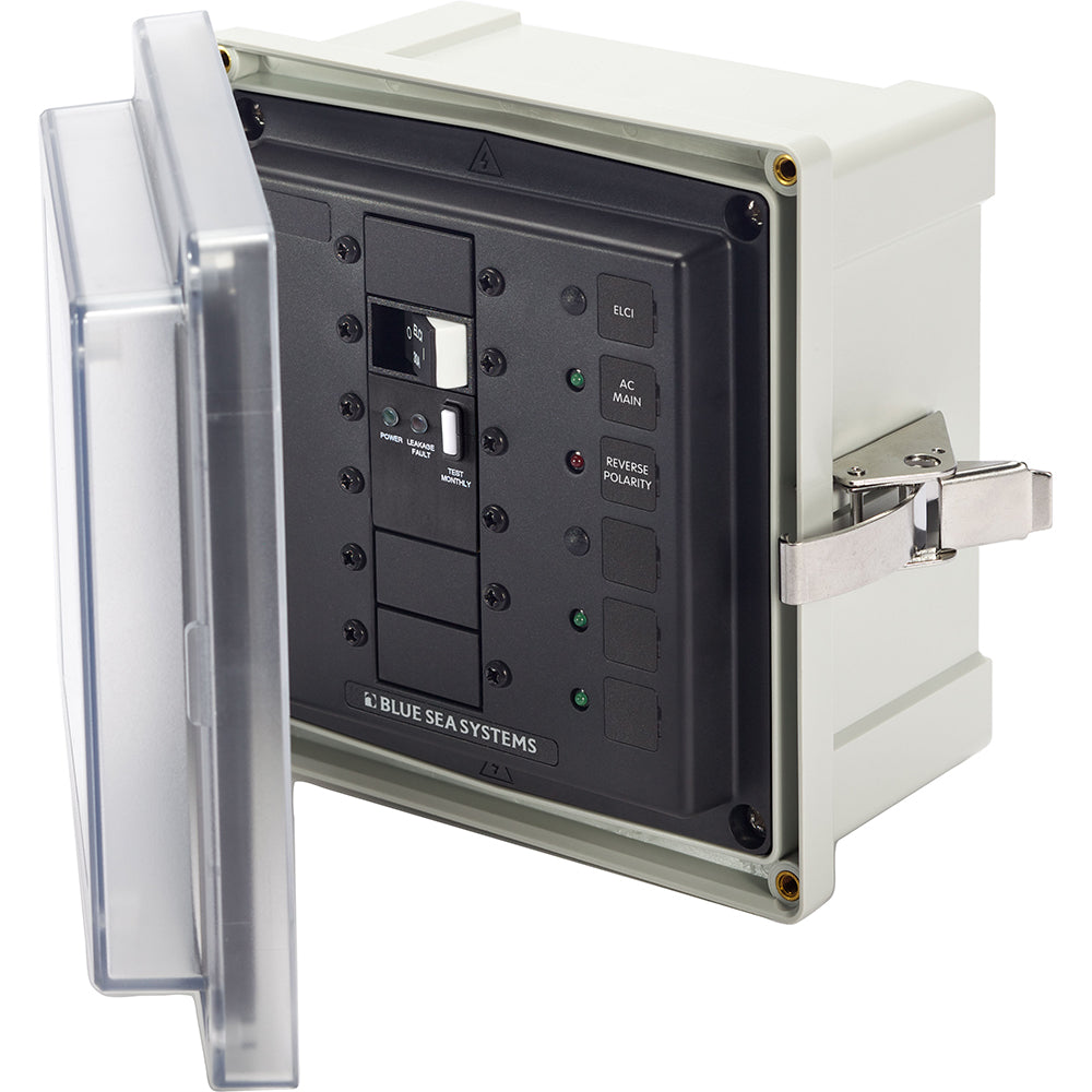 Blue Sea 3118 SMS Panel Enclosure wELCI 50A and 2 Blanks 120V AC 3118