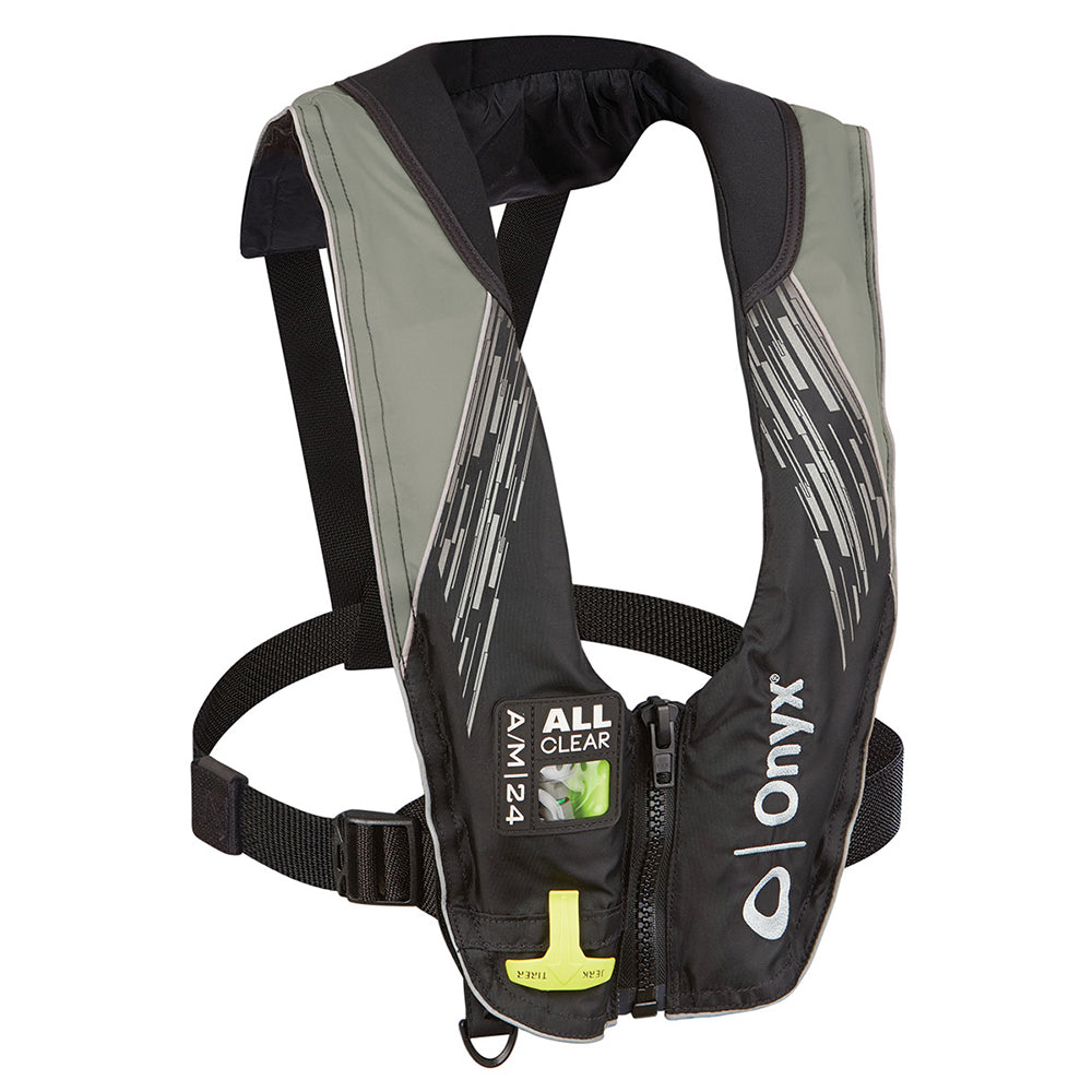 Onyx AM24 Series All Clear AutomaticManual Inflatable Life Jacket Grey Adult 13220070100421
