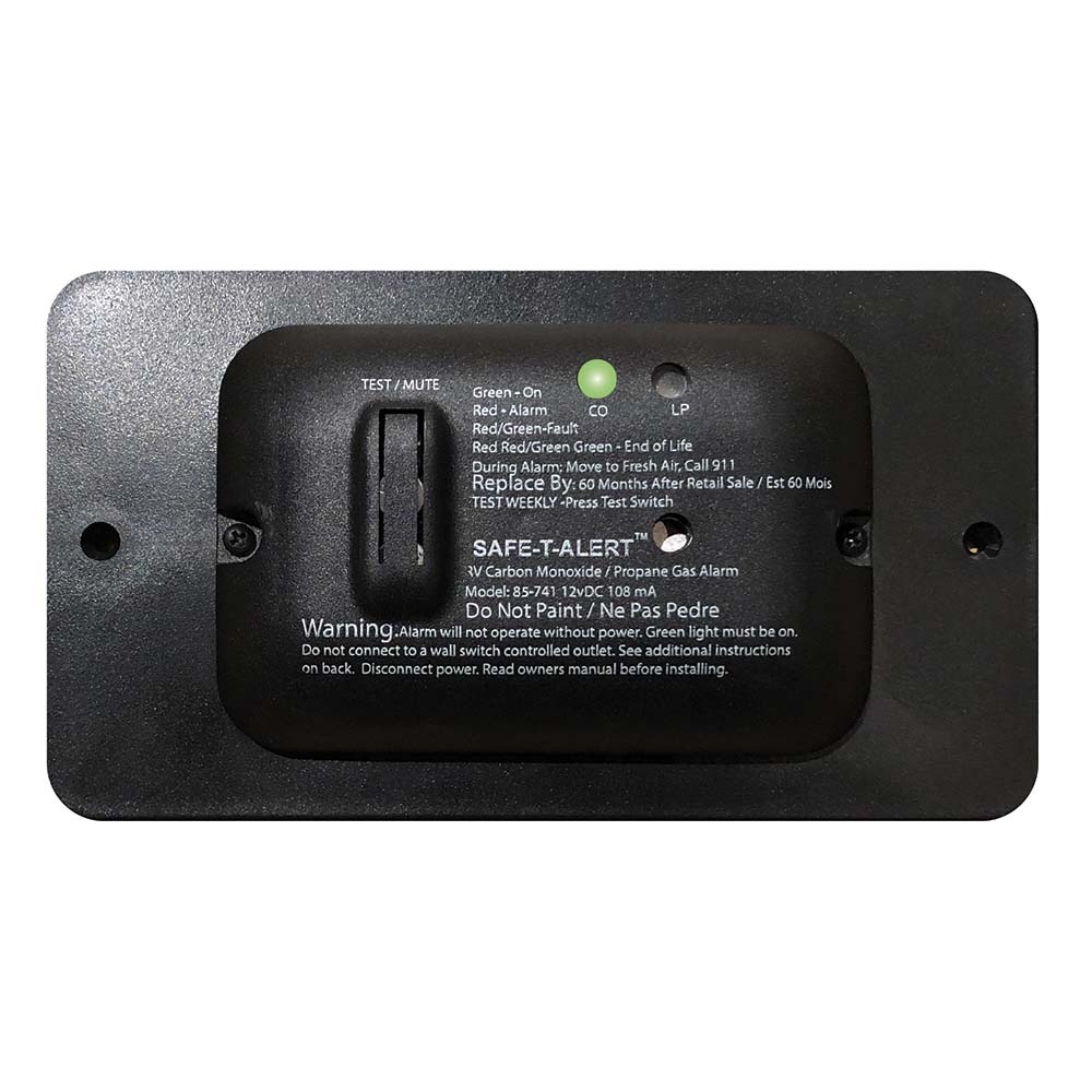 SafeTAlert 85 Series Carbon Monoxide Propane Gas Alarm 12V Black 85741BL