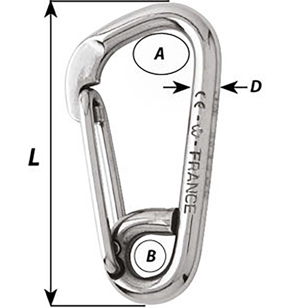 Wichard Asymmetric Carbine Hook Length 60mm 14 02323