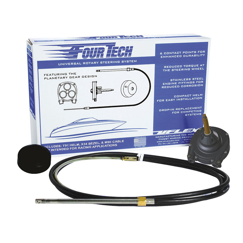 Uflex Fourtech 13 Black Mach Rotary Steering System wHelm Bezel Cable FOURTECHBLK13