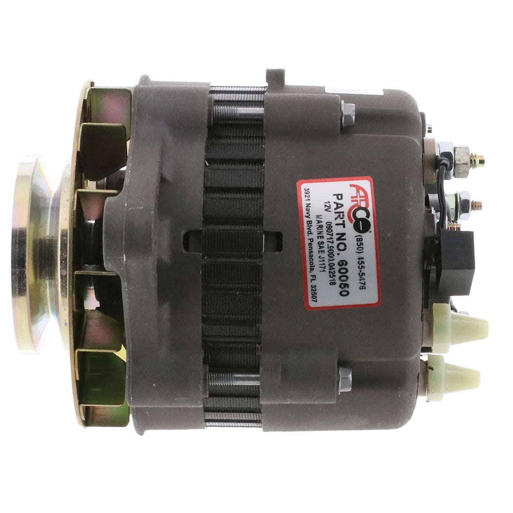 ARCO Marine Premium Replacement Alternator wSingle Groove Pulley 12V 55A 60050