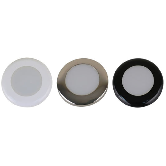 Scandvik A3C Downlight Kit  Warm White wSS White  Black Trim Rings 41290P
