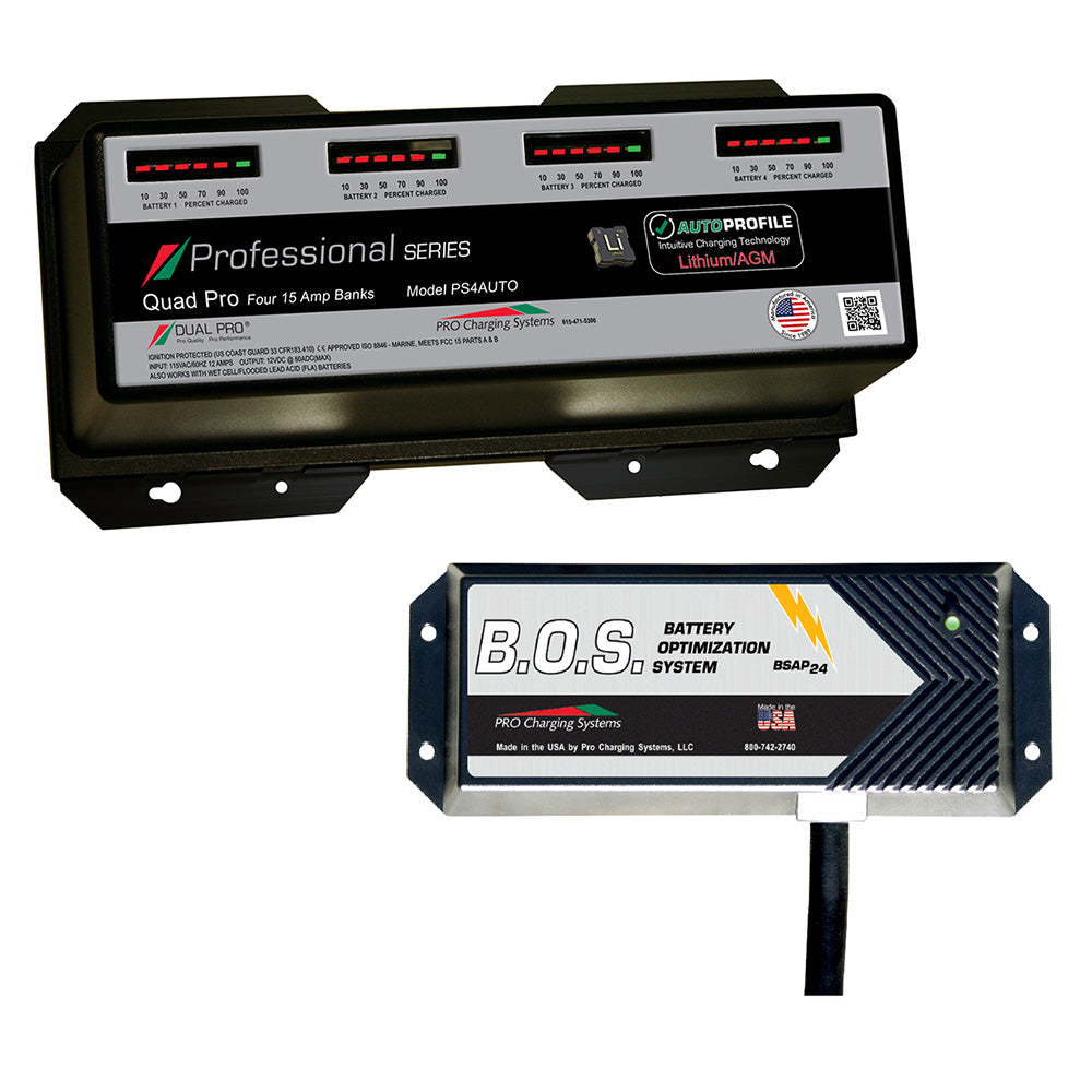 Dual Pro PS4 Auto 4 Bank Battery Charger w2 Bank BOS PS4AUTOBOS12V2