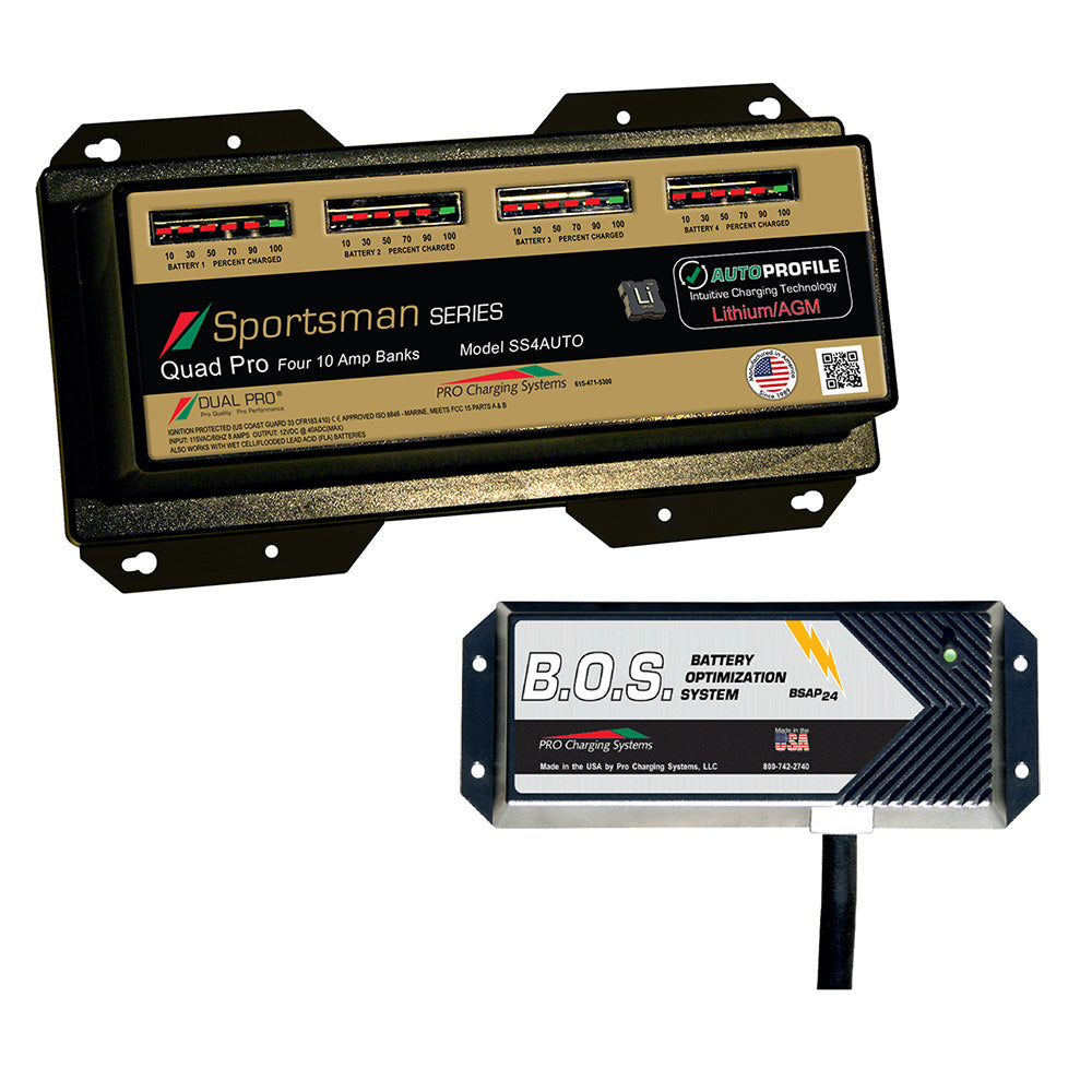 Dual Pro SS4 Auto 4 Bank Battery Charger w2 Bank BOS SS4AUTOBOS12V2