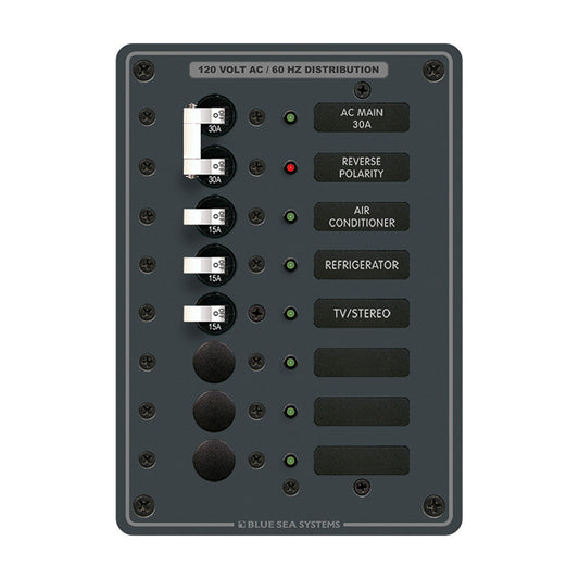 Blue Sea 8027 AC Main 6 Position Breaker Panel  White Switches 8027