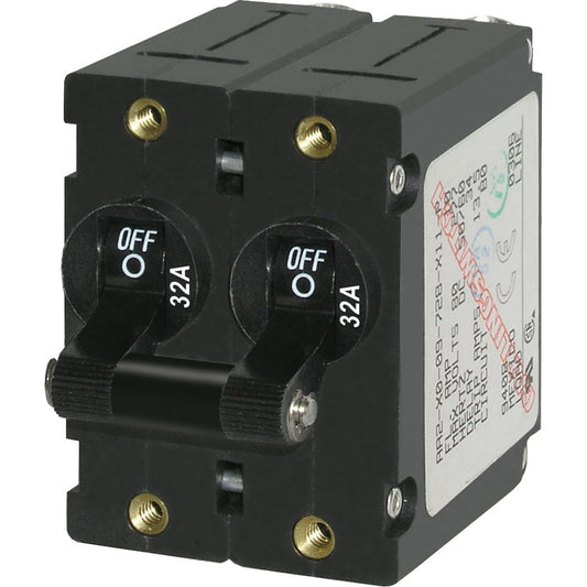Blue Sea 7349 ASeries Double Pole Toggle  32A  Black 7349