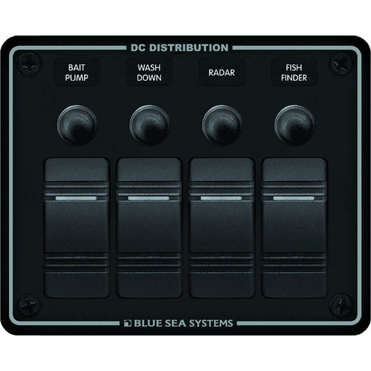 Blue Sea 8372 Water Resistant 4 Position  Black  Horizontal Mount Panel 8372