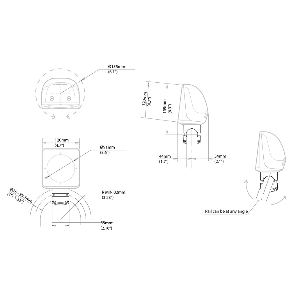 Scanstrut Scanpod Single Instrument Pod Rail Mount  Cut fStandard Instrument  Fits 1  133 Rails SPR1IRM