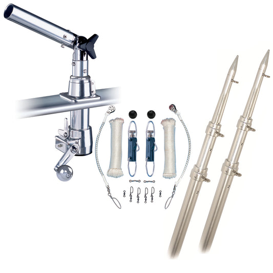Rupp Z30 Top Gun Outrigger Kit w15 Telescoping Poles  Complete Single Line Rigging Kit wKlickers Release Clips
