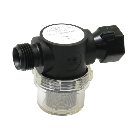 Shurflo by Pentair Swivel Nut Strainer  12 Pipe Inlet  Clear Bowl 255315