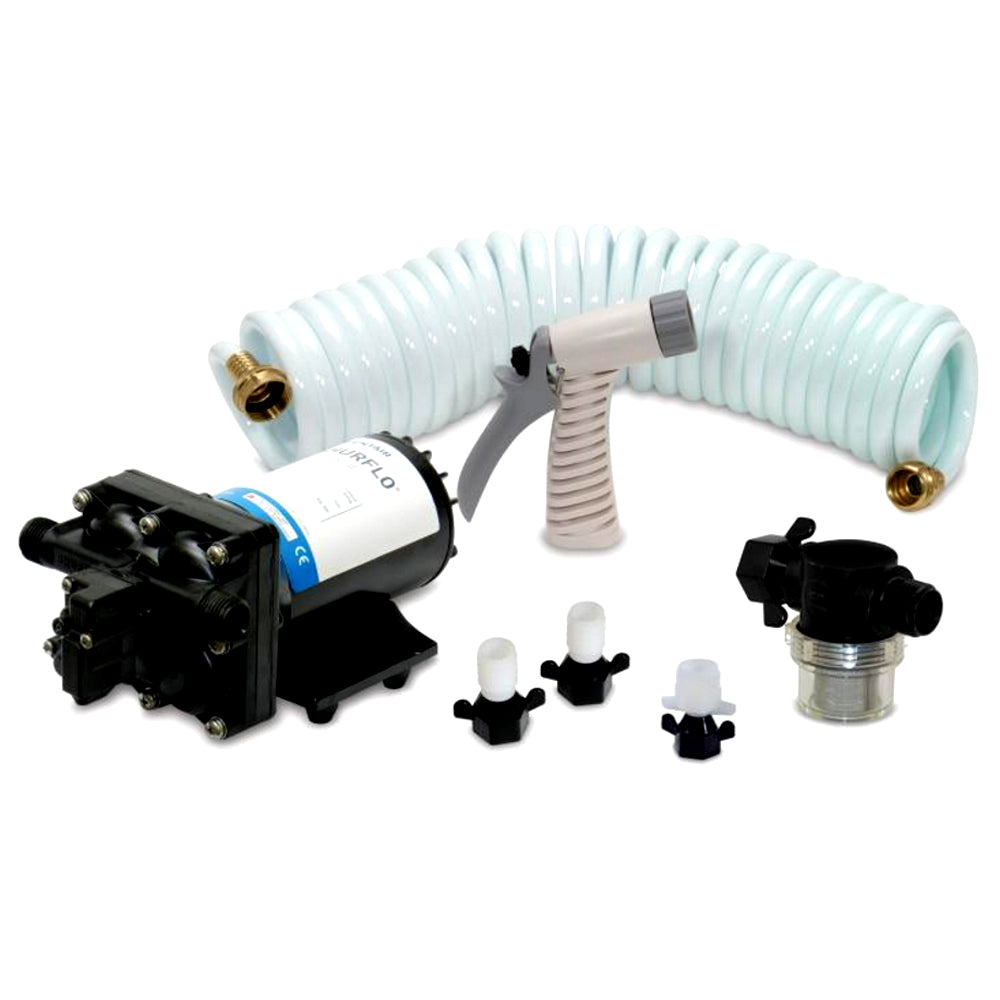 Shurflo by Pentair BLASTERII Washdown Kit  12VDC 35GPM w25 Hose Nozzle Strainer  Fittings 4338121E07