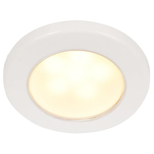 Hella Marine EuroLED 75 3 Round Screw Mount Down Light  Warm White LED  White Plastic Rim  12V 958109011
