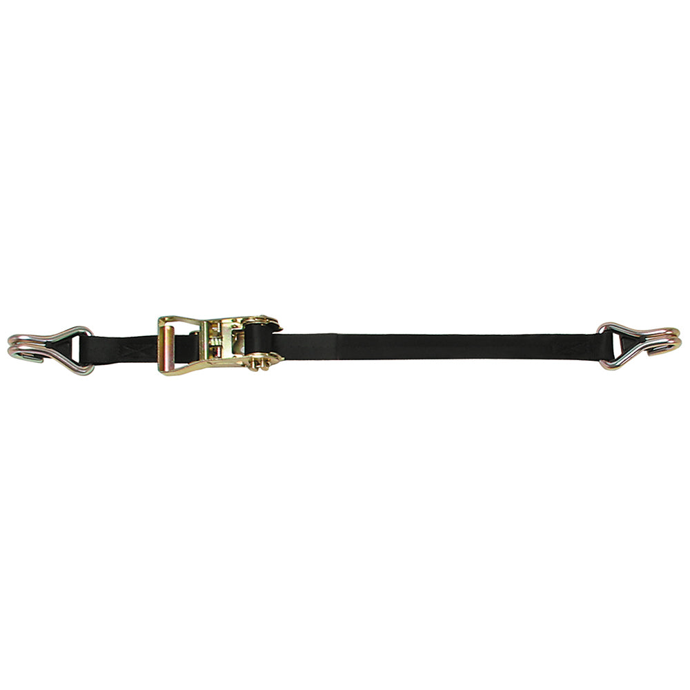 CargoBuckle Ratchet Strap TieDown wDouble JHooks  Keeper  1 x 12 F14060