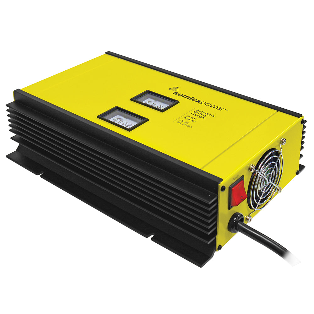 Samlex 40A Battery Charger  24V  2Bank  3Stage wDip Switch  Lugs  Includes Temp Sensor SEC2440UL