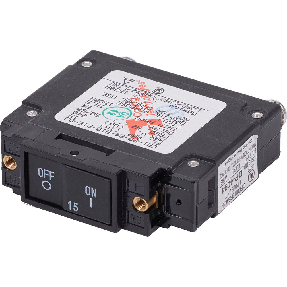 Blue Sea 7456 UL489 Circuit Breaker  15A Flat Rocker 7456