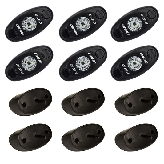 RIGID Industries ASeries Rock Light Kit  6 Cool White Lights  Black 400253