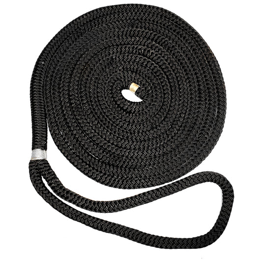 New England Ropes 58 Double Braid Dock Line  Black  50 C50542000050