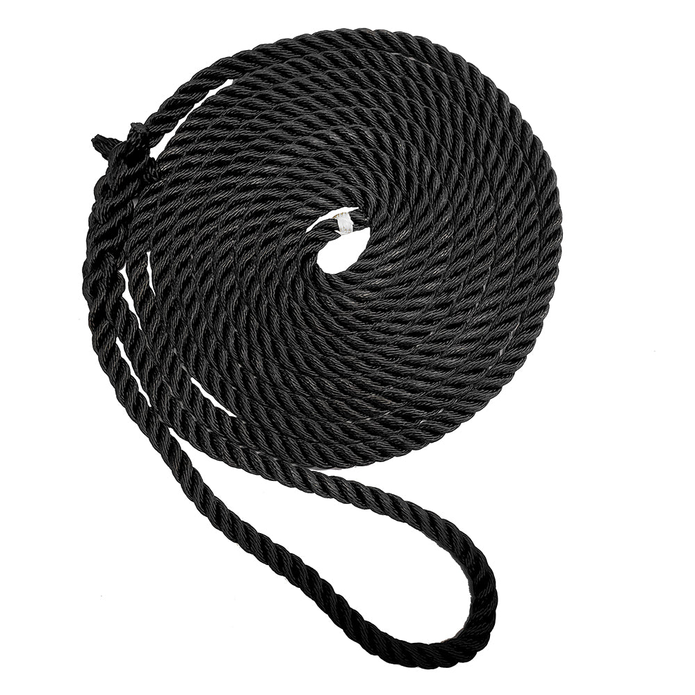 New England Ropes 12 Premium 3Strand Dock Line  Black  35 C60541600035