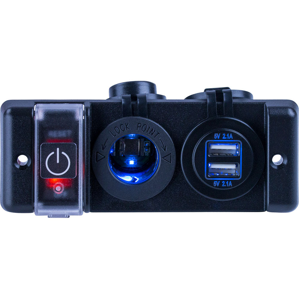 SeaDog Double USB  Power Socket Panel wBreaker Switch 4265061