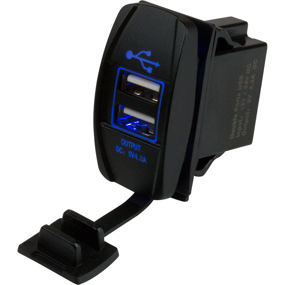 SeaDog Dual USB Rocker Switch Style Power Socket 4265201