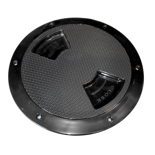 SeaDog QuarterTurn Textured Deck Plate wInternal Collar  Black  8 3363871