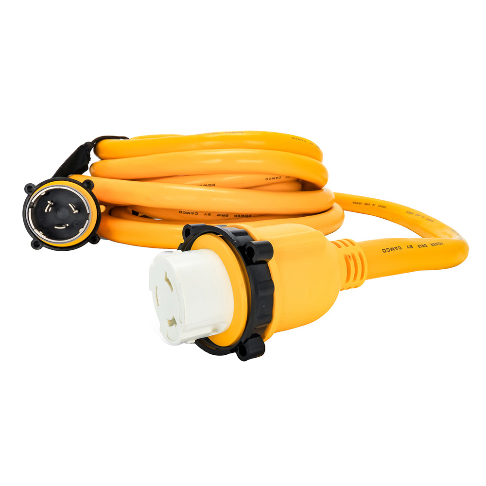 Camco 50 Amp Power Grip Marine Extension Cord  25 MLockingFLocking Adapter 55621