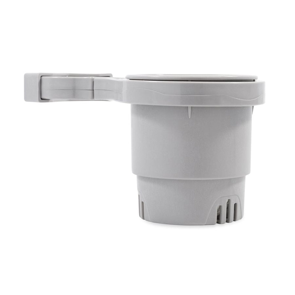 Camco ClampOn Rail Mounted Cup Holder  Large for Up to 2 Rail  Grey 53092
