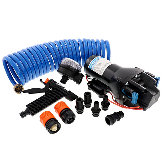 Jabsco HotShot HD4 Heavy Duty Washdown Pump w25 HoseCoil  12V  4 GPM  60 PSI Q401J118N4A