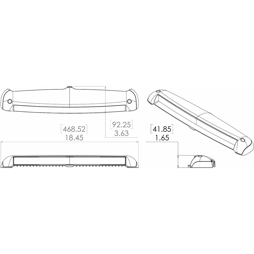 Lumitec Razor Light Bar  Flood  White Housing wInverted Logo Flush Mount 101590