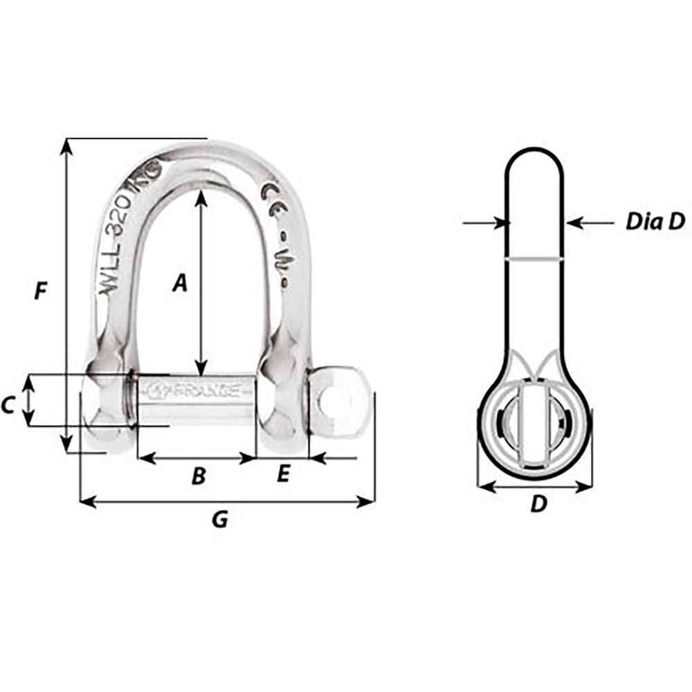 Wichard SelfLocking D Shackle  Diameter 10mm  1332 01205