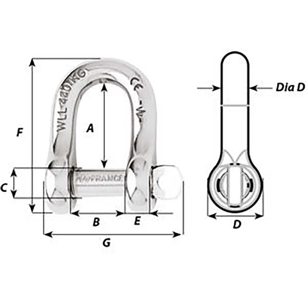 Wichard Captive Pin D Shackle  Diameter 10mm  1332 01405