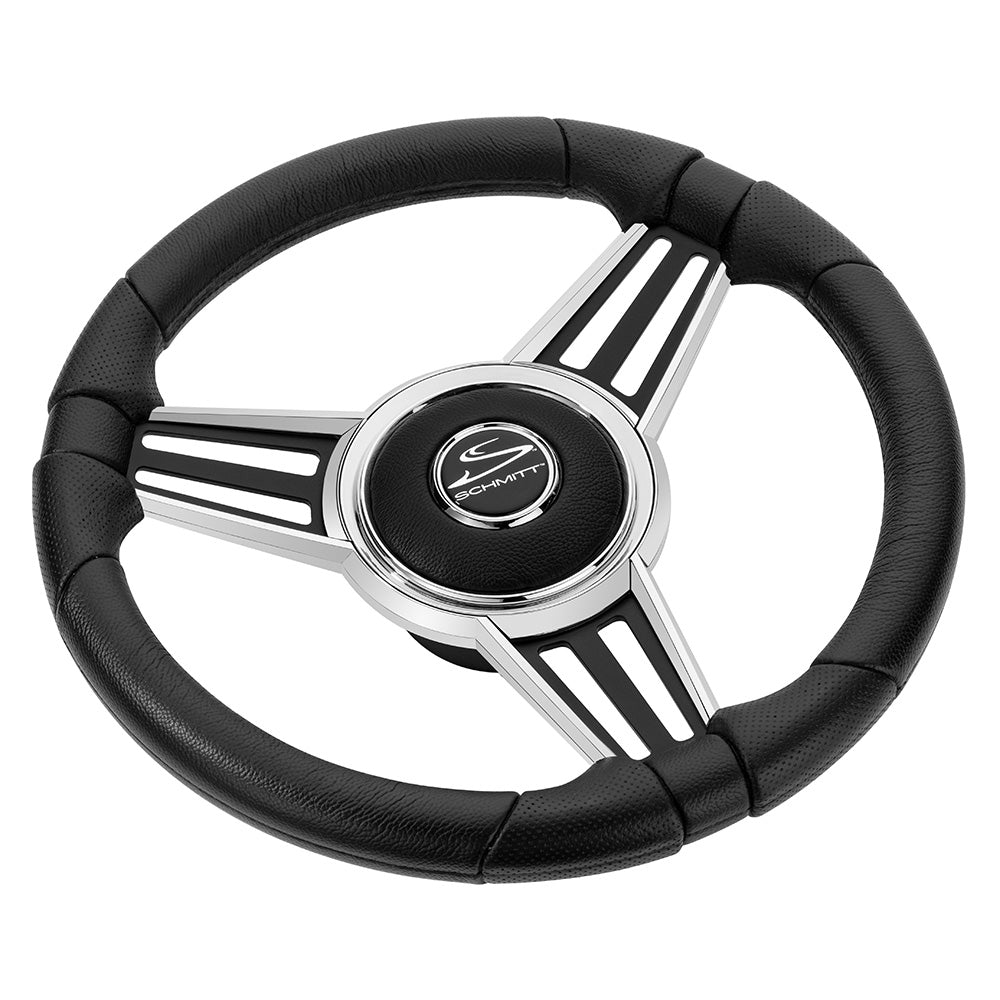 Schmitt Marine PU30 14 Wheel  Chrome Cap  Spoke Inserts  Black Spokes  34 Tapered Shaft PU30140444