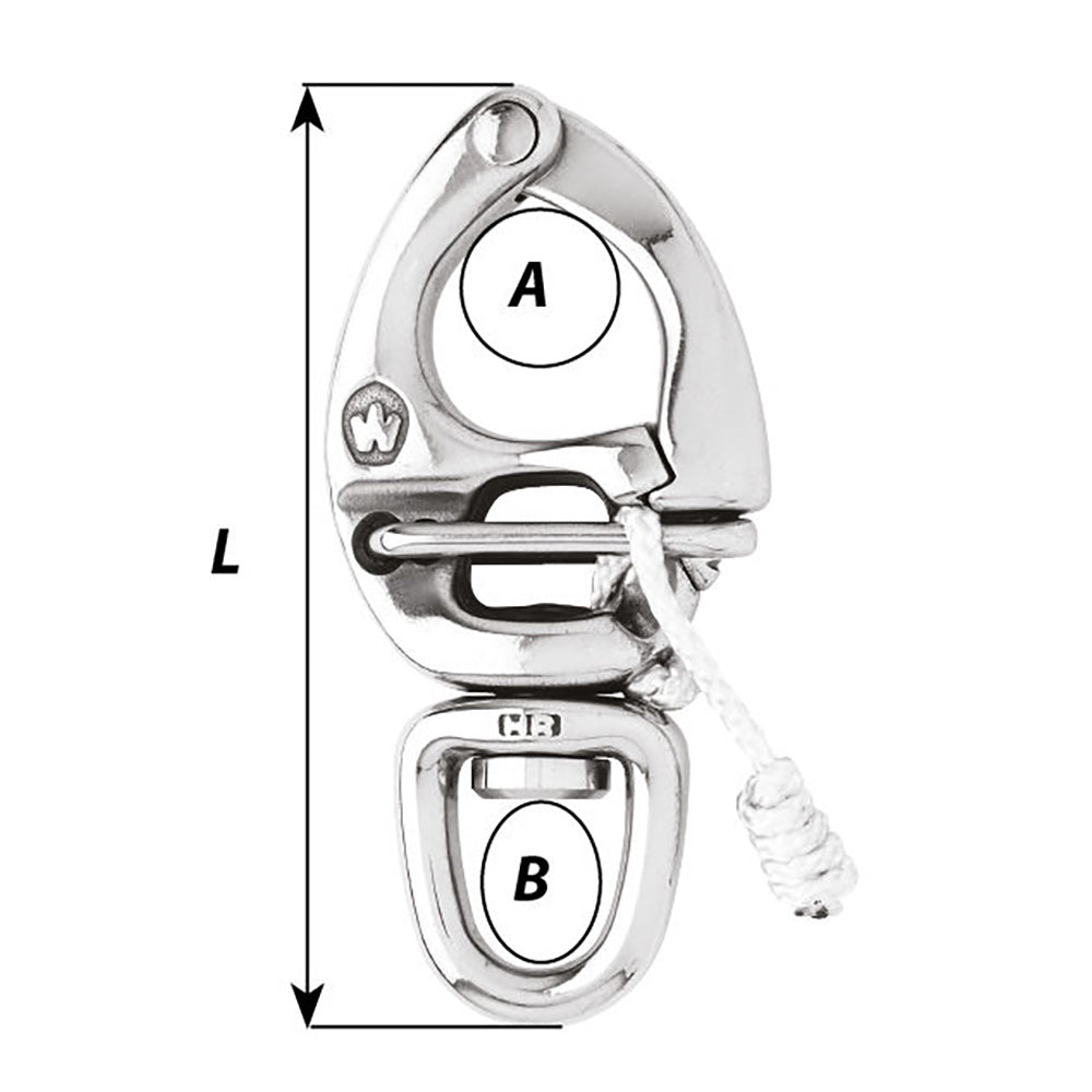 Wichard HR Quick Release Snap Shackle With Swivel Eye  90mm Length  33564 02675